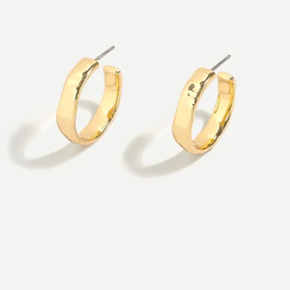 J.Crew Hammered texture hoop earrings in gold new with tags and bag